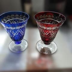 クリスタルグラス ペア 赤青 セットのサムネイル