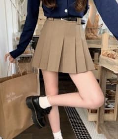ベージュ プリーツミニスカートのサムネイル