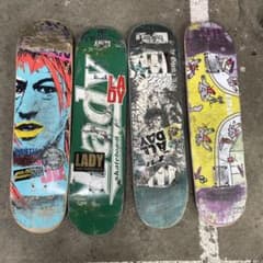 中古スケートボード　廃棄デッキ　廃デッキ　スケートボード　4枚組のサムネイル