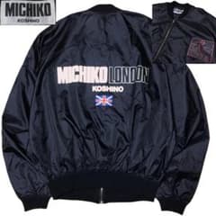 ミチコロンドン 90s ロゴプリント MA-1 ナイロン ボンバージャケット F 