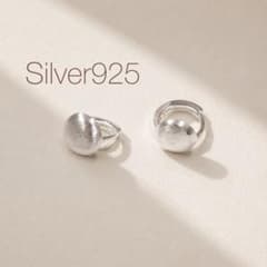 シルバー フープピアス ドロップ S925 マット リング シンプル 韓国のサムネイル