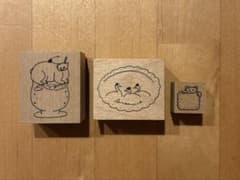 トビマツショウイチロウ　木製スタンプ 3点セット クマ スワンのサムネイル
