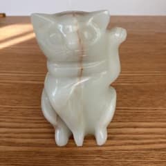 Cat Maneki-neko Natural Stone Sculpture Object Figurine Interior Crafts Art