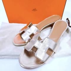 コーギー様専用 HERMES シルバー レザー Hロゴ オアジス サンダル