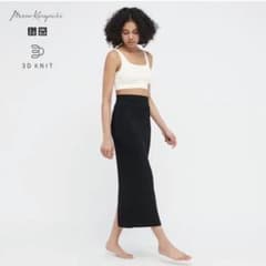 UNIQLO ユニクロ リブバックスリットスカート マメクロのサムネイル