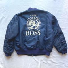 サントリー　BOSS 00s MA-1 フライトジャケット　ネイビー　肉厚　刺繍 サントリー BOSS 00s MA-1 フライトジャケット ネイビー 肉厚 刺繍