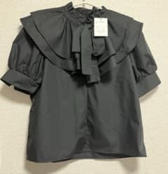 ボウタイブラウス　グレイル　GRL　ブラック　半袖のサムネイル
