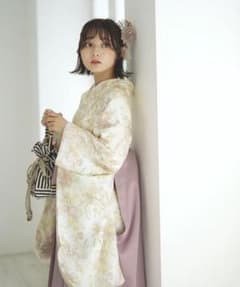 卒業式  女性 袴2点セット 二尺袖 着物  袴  袴セット くすみ 花柄のサムネイル