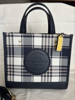 【レア柄・美中古】coach デンプシートート22 ネイビーチェック 2WAY レア柄・美中古】coach デンプシートート22 ネイビーチェック 2WAY
