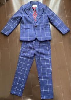【2度使用】青の子供用スーツ5点セット - 卒園・入学式にのサムネイル