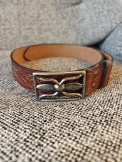 新品未使用RRL ブラウンレザーバックルベルト イタリア製 ビンテージ
