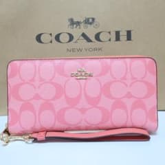 コーチCOACH長財布 財布 シグネチャー ロング ジップ C4452 ピンク 