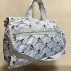 レスポートサック　ポールアンドジョー　コラボ　2way　ボストン　ネコ　水色 レスポートサック ポールアンドジョー コラボ 2way ボストン ネコ 水色