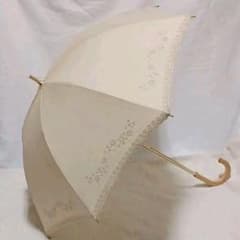 58傘晴雨兼用セリーヌ軽量UV傘オシャレ柄縁抜け感お花とロゴ豪華フリル刺繍長傘のサムネイル
