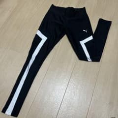 PUMA 黒/白 サイドストライプ レギンスのサムネイル