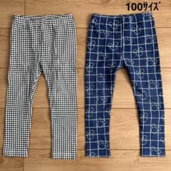 UNIQLO レギンス2枚セット 100cm チェック・ミッキー柄のサムネイル