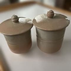 萩焼　蓋付き 湯呑み 茶器　夫婦湯呑茶碗のサムネイル