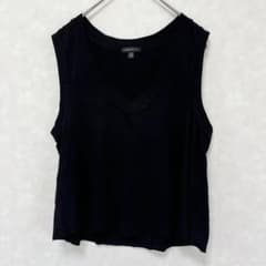 Made in USA, V-neck, sleeveless tank top, short length, black, XS-S, used clothing.