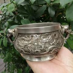 銅製 大象耳双龍戯珠香炉 挿し香炉 仏堂置物 香道具 装飾品 工芸品 銅製 大象耳双龍戯珠香炉 挿し香炉 仏堂置物 香道具 装飾品 工芸品