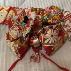 七五三 着物帯 赤と金の模様のサムネイル