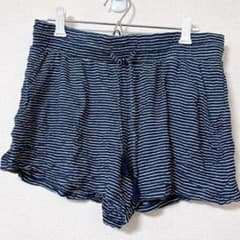 ストライプ ショートパンツ ネイビー ラフ ウエストゴム ミニ丈 - メルカリ