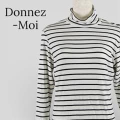 Donnez-Moi ドネモア 長袖 トップス ハイネック 白×黒 ボーダー柄