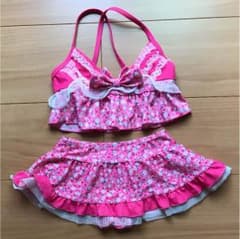 #値下げ# 110 水着 花柄ピンクのサムネイル