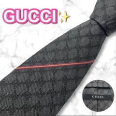 極美品】GUCCI ネクタイ GG柄 シェリーライン ダークグレー - メルカリ