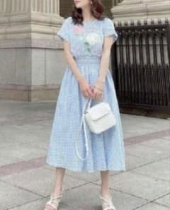⭐︎専用⭐︎チェスティ♡ギンガムチェック アジサイ　紫陽花　ワンピース　水色　授乳 ⭐︎専用⭐︎チェスティ♡ギンガムチェック アジサイ 紫陽花