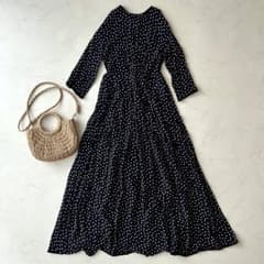 タグ付き 極美品 SINME シンメ ドットロングワンピース L ブラック