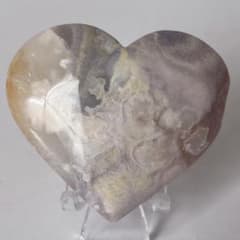 天然石☆ピンクアメジスト 桜瑪瑙共生 カービング ハート ピンアメ