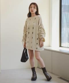 【Kastane】シャーリングホールニットのサムネイル