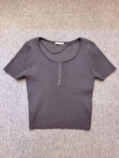 GU リブヘンリーネックT 半袖 ダークグレーのサムネイル