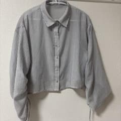 OLIVE des OLIVE ストライプ柄 長袖シャツ 袖ドロスト仕様 短めのサムネイル