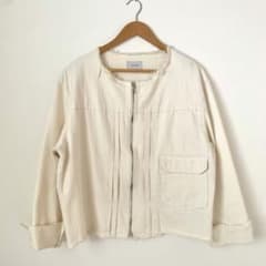 TANAKA ホワイトデニムノーカラージャケット WASHED TANAKA ホワイトデニムノーカラージャケット WASHED - メルカリ