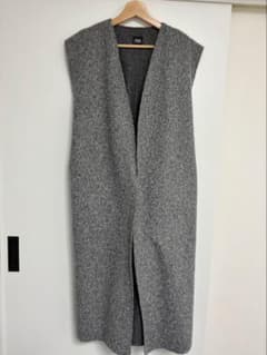ZARA ノーカラー ロング ベスト コート ウール ブレンド