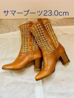 ■極美品■銀座かねまつ サマーブーツ 23.0cm ブラウン