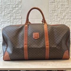 CELINE セリーヌ ボストンバッグ マカダム柄 ネームプレート/鍵付き k※ CELINE セリーヌ ボストンバッグ マカダム柄 ネームプレート/鍵付き k
