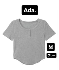 Ada. ヘンリーネック ラウンドへム 半袖 トップス レディース