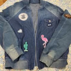 伊太利屋LA MODA デニムジャケット フラミンゴ刺繍 - メルカリ