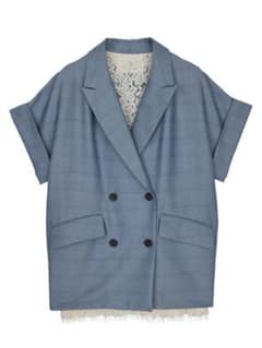 MELANGE LACE VEST LAYERED JACKET ブルー　S MELANGE LACE VEST LAYERED JACKET ブルー S - メルカリ