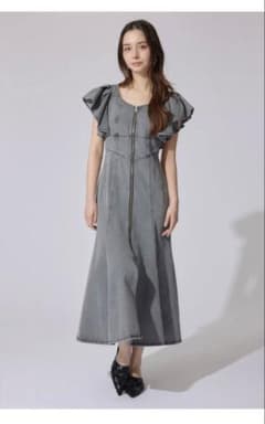 rienda デニムワンピース フロントジップ フリル袖 Mのサムネイル