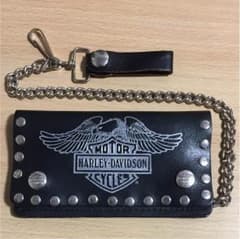 ハーレーダビッドソン 本革財布 ウォレットチェーン付 Made in U.S.Aのサムネイル
