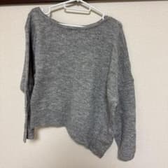アシンメトリー ニット セーター グレーのサムネイル