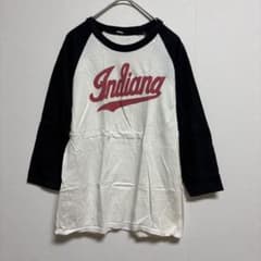 ノーブランド ロゴ ラグラン七分袖 Tシャツ 白黒 カジュアル