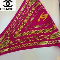 シャネル プリーツ スカーフ CHANEL プリーツスカーフ チェーン柄 ピンク - メルカリ