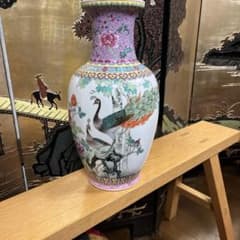 ひかる様 専用 訳あり中国景徳粉彩 花瓶花鳥図 景徳鎮製 中国