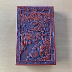堆朱 硯箱 文箱 道具箱 山水画 彫刻 - メルカリ