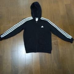 adidas キッズ ジップアップパーカー ブラック 150cmのサムネイル