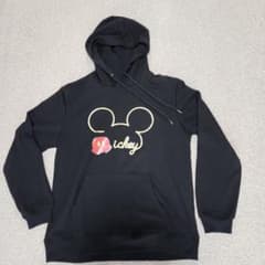 ミッキー ロゴ ブラック パーカー レディースゆったりのサムネイル